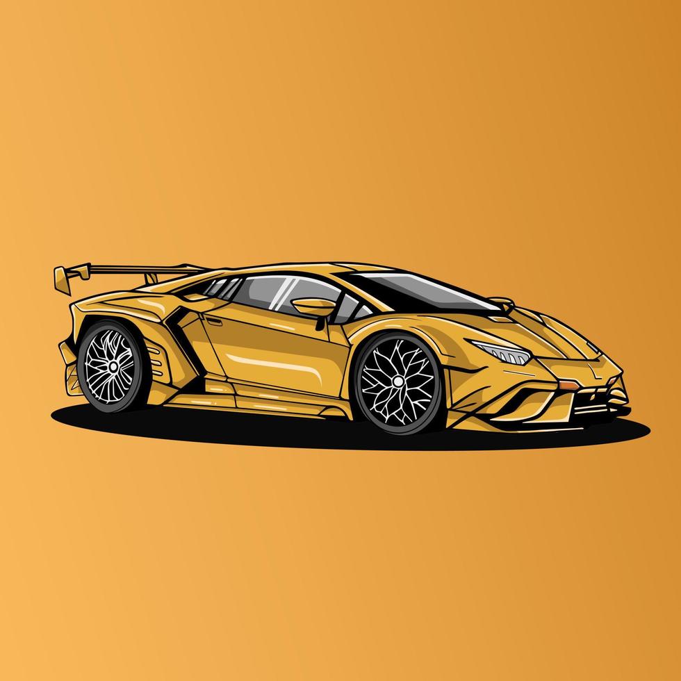 Lamborghini Luxury Super Sport Car Orange Yellow Vector