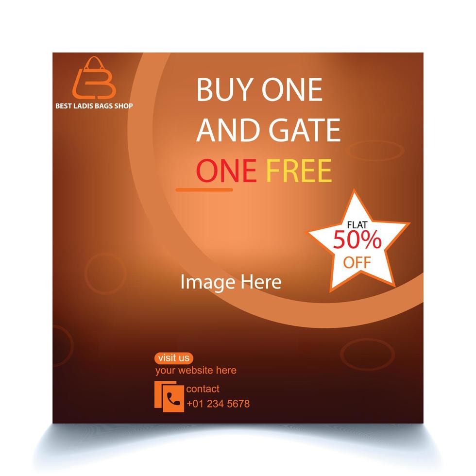 Digital business marketing social media post template. Black and Deep Brown free Vector