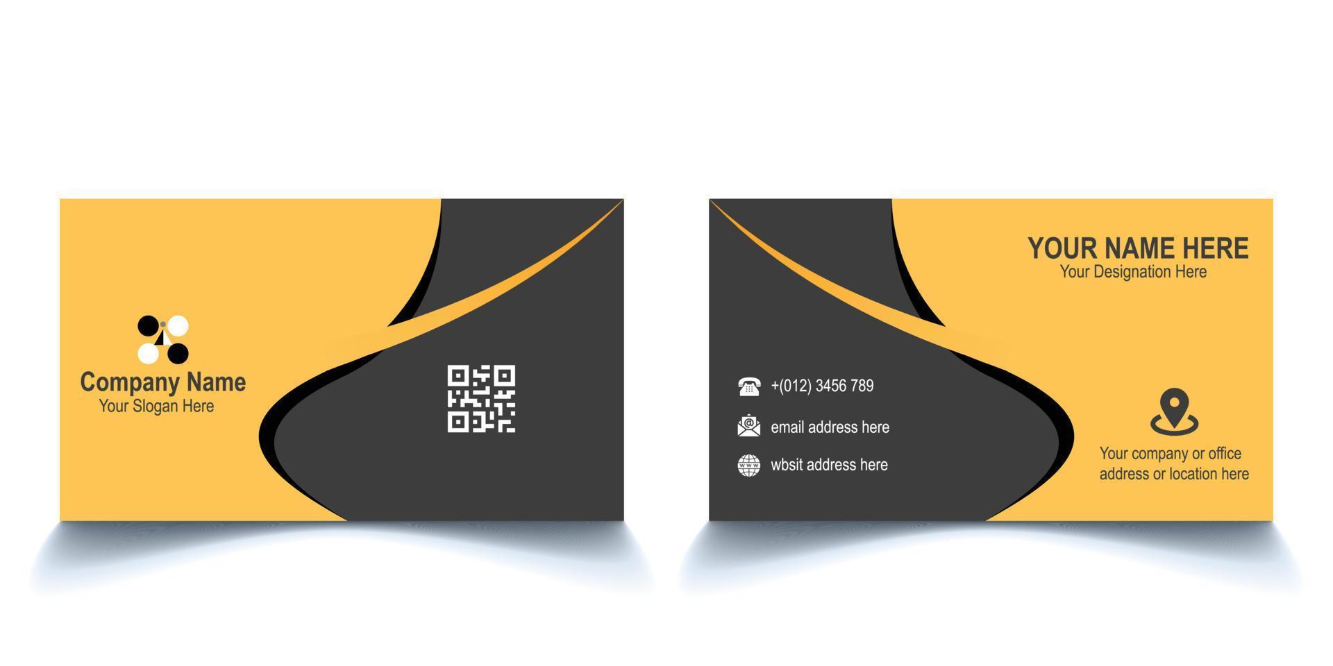 moderno creativo negocio tarjeta diseño modelo. único forma moderno negocio tarjeta diseño. dorado amarillo y profundo gris gratis vector