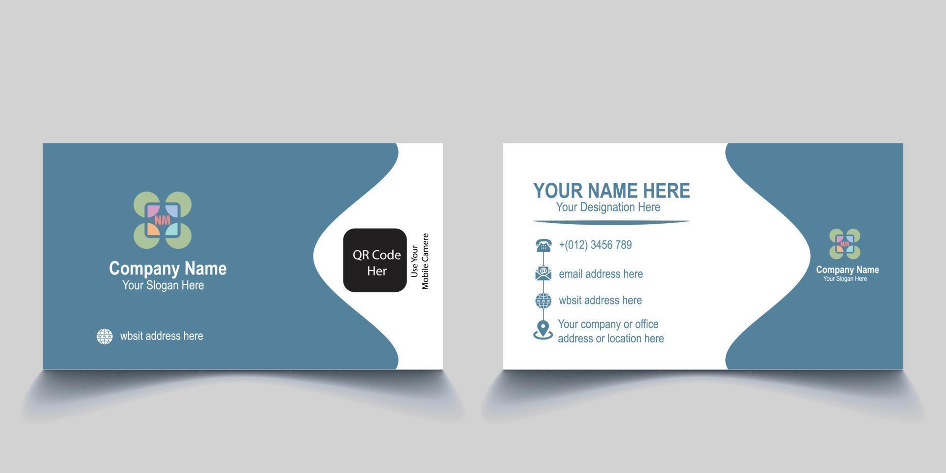 moderno creativo negocio tarjeta diseño modelo. único forma moderno negocio tarjeta diseño. blanco y ligero azul gratis vector