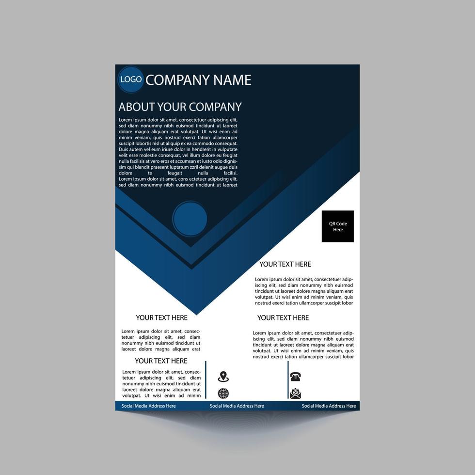 Modern corporate template design in A4. Can be use to flyer, book cover, brochure, annual report, corporate presentation, portfolio, magazine, poster, banner, website. White, Black and Deep Blue vector