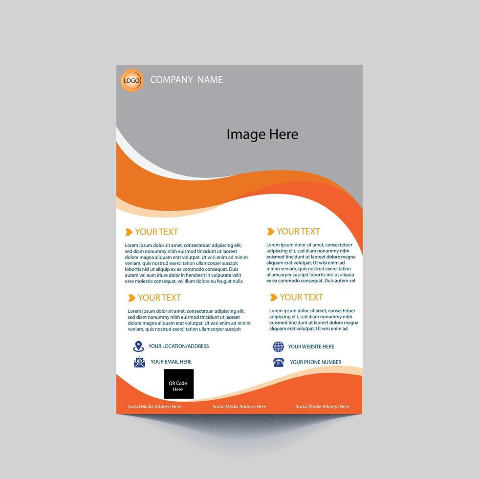 Modern corporate template design in A4. Can be use to flyer, book cover, brochure, annual report, corporate presentation, portfolio, magazine, poster, banner, website. White and orange free vector