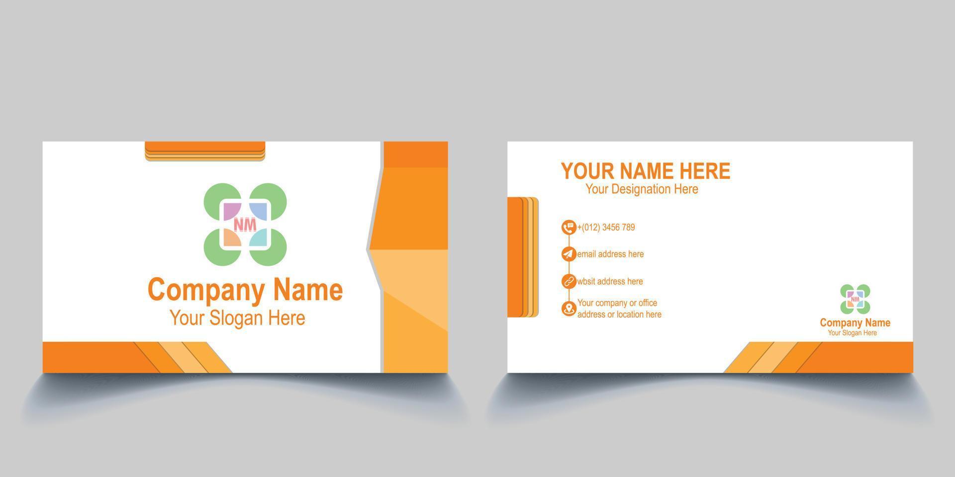 Modern creative business card design template. unique shape modern business card design. Yellow Golden and White free vector