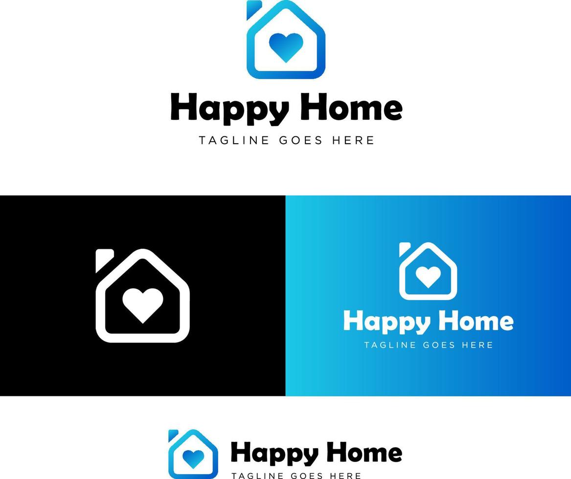 Minimalist House with Heart Icon logo design templates for real estate and realtors vector