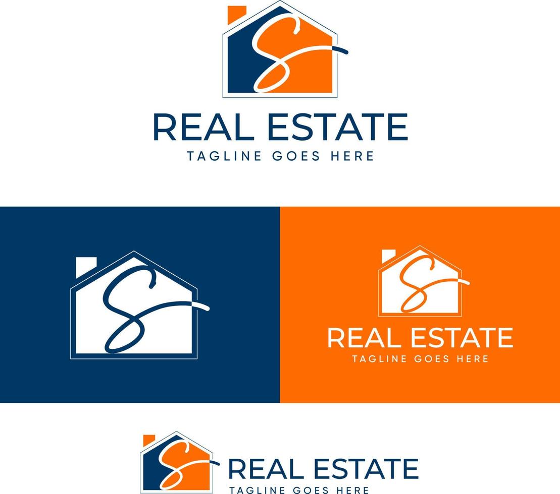 Premade House with Alphabet 'S' logo design templates for real estate and realtors vector