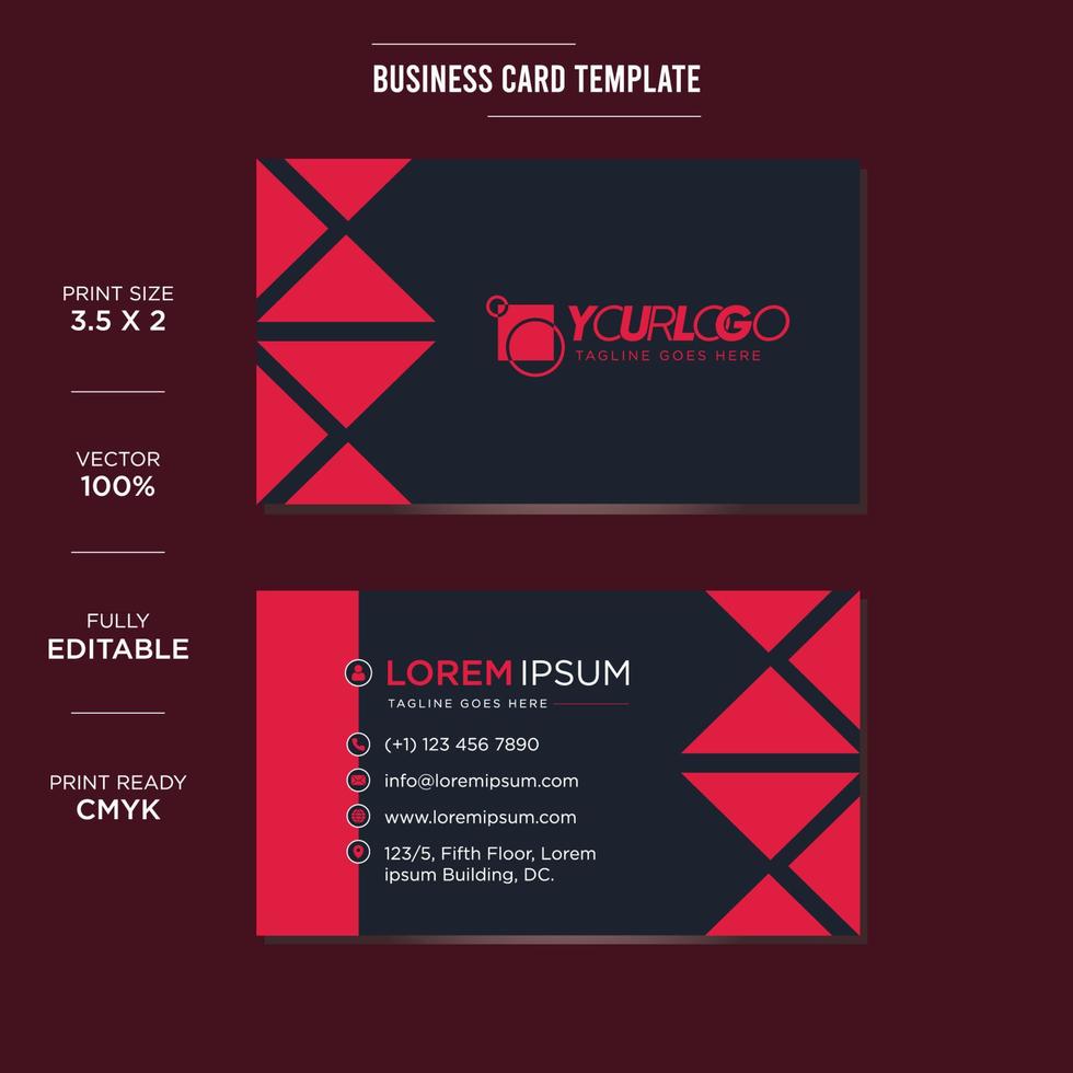 Professional red and black double-sided business card design vector