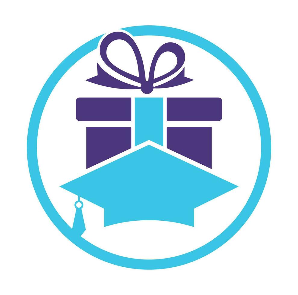 Education Gift Logo Icon Design. Education hat and gift logo icon vector. vector