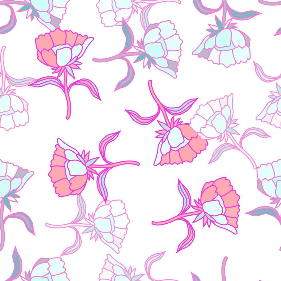 Seamless pattern with flowers and leaves. Abstract floral wallpaper. vector