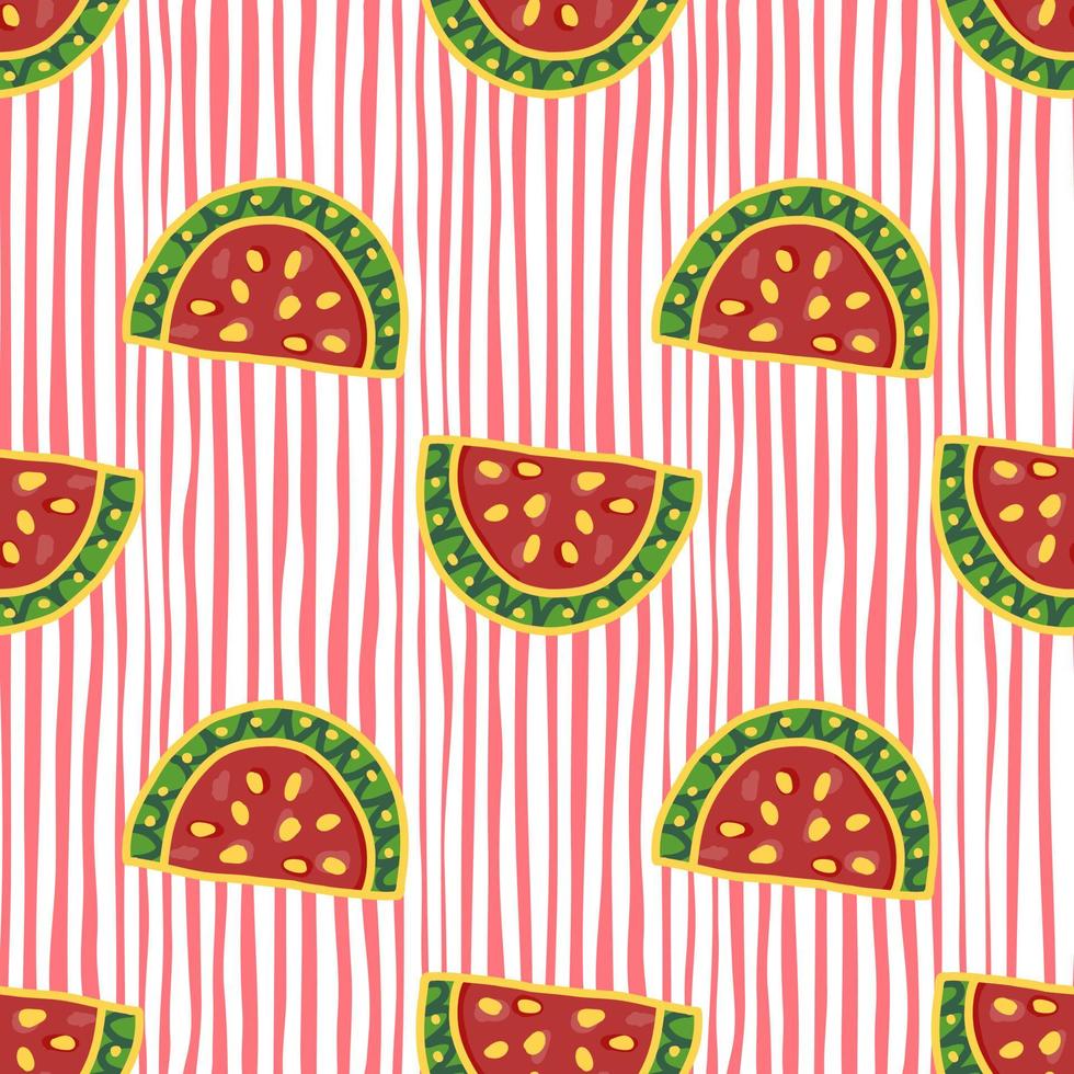 Seamless pattern with watermelon slices. Cute fruit backdrop vector