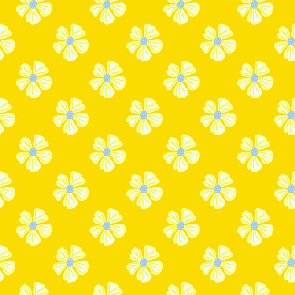 Chamomile flower endless background. Abstract floral seamless pattern in simple style. vector