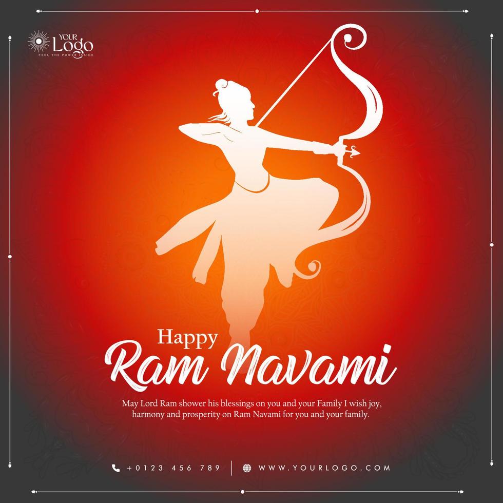 Happy Ram Navami greetings background Indian Hinduism festival social media post design vector