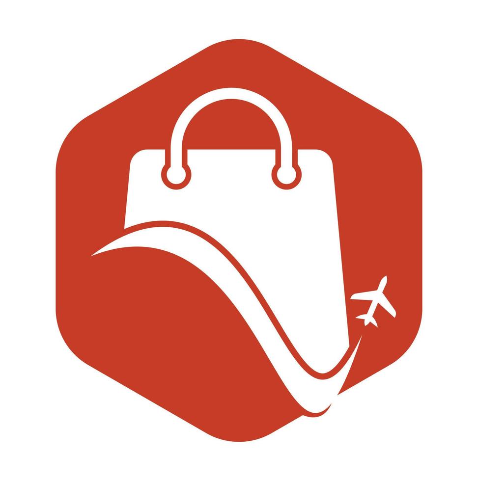 viaje tienda logo vector modelo. tienda y avión logo. rebaja y viaje símbolo o icono.