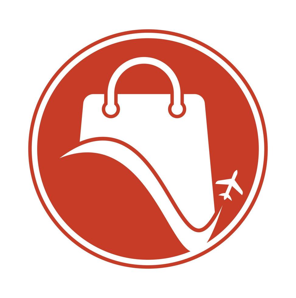viaje tienda logo vector modelo. tienda y avión logo. rebaja y viaje símbolo o icono.