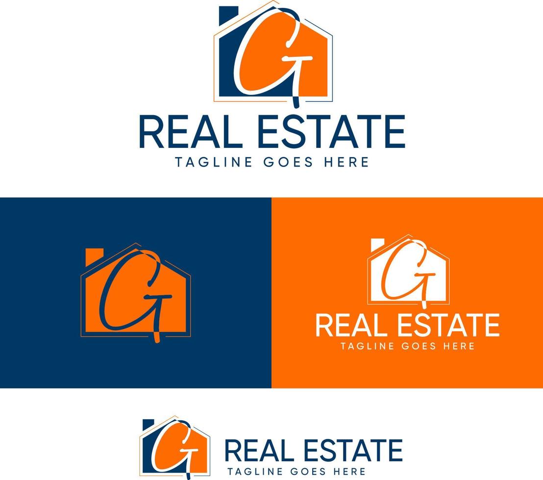 Premade alphabet 'G' logo design templates for real estate and realtors vector