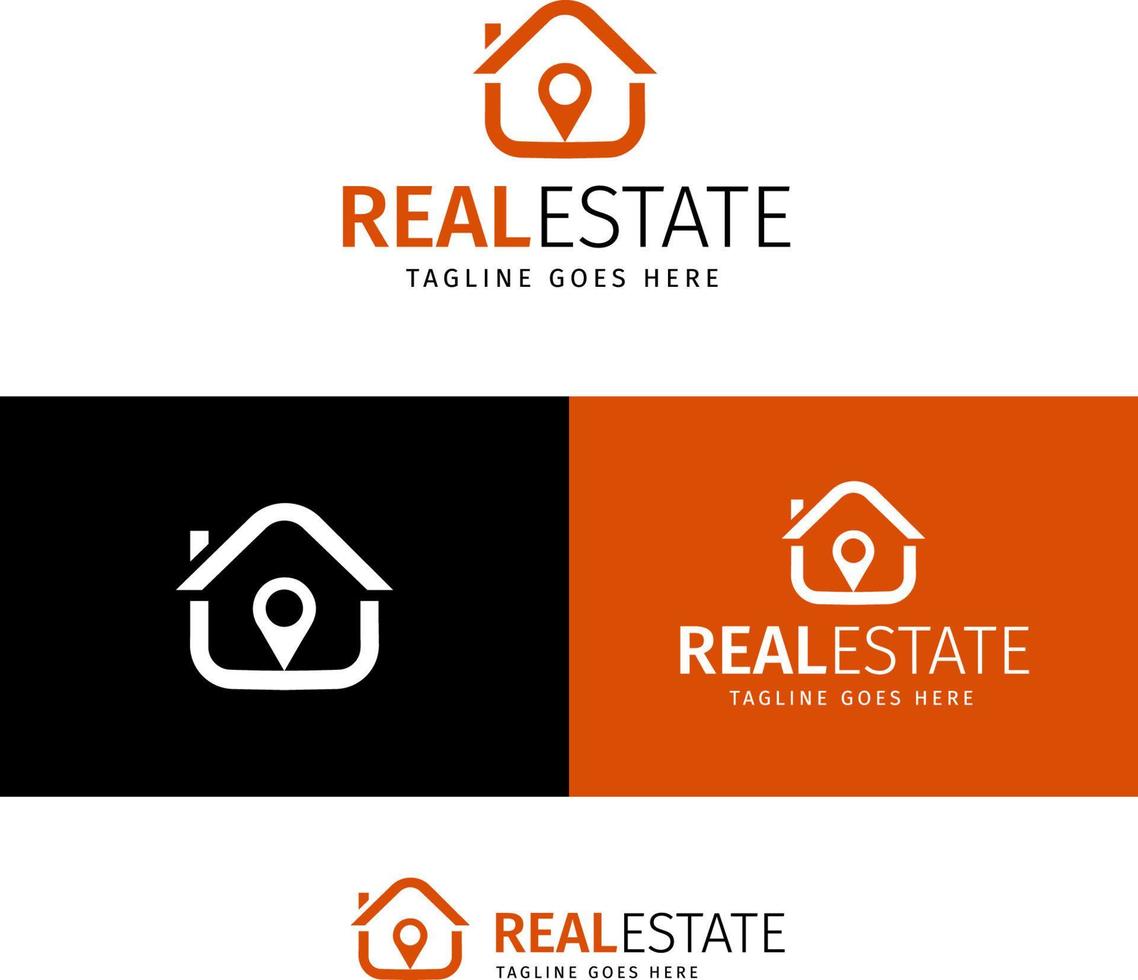 Minimalist house with location pin logo design templates for real estate and realtors vector