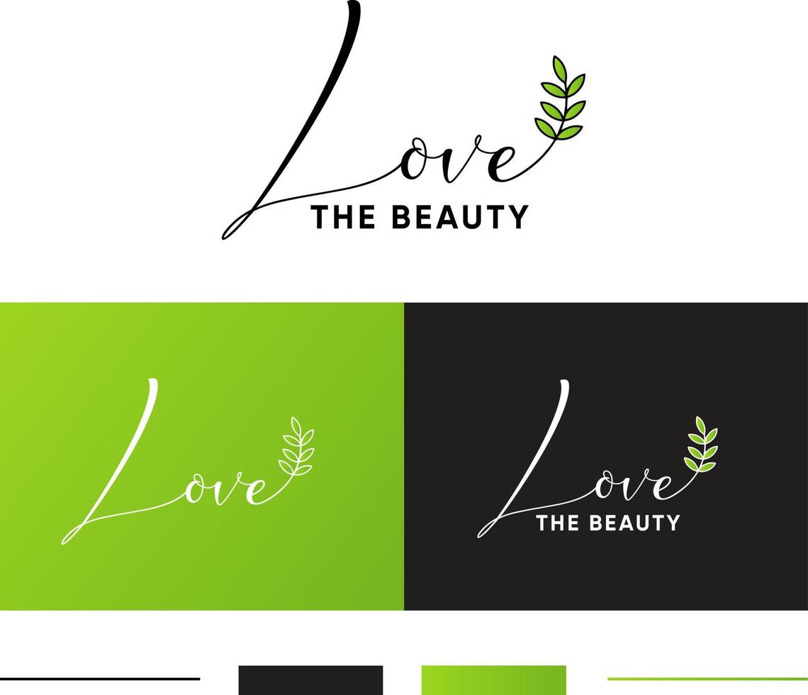 amor el belleza texto logo, caligrafía logo, logo diseño, firma logo diseño vector