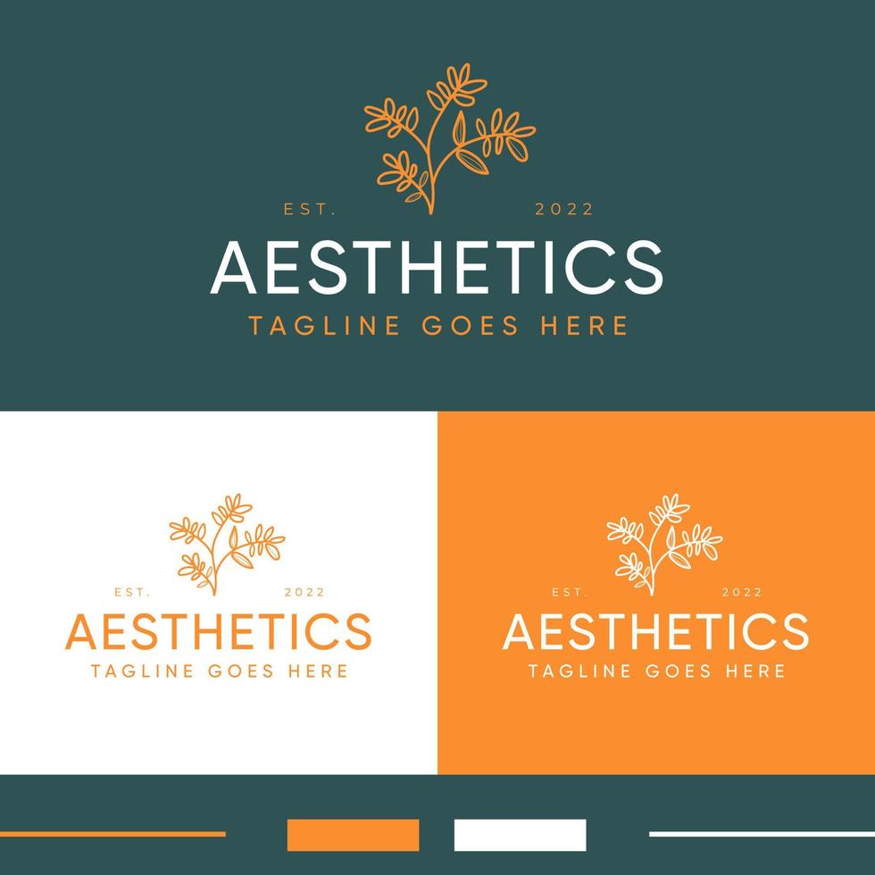 Aesthetics logo, leaf, floral professional logo design vector