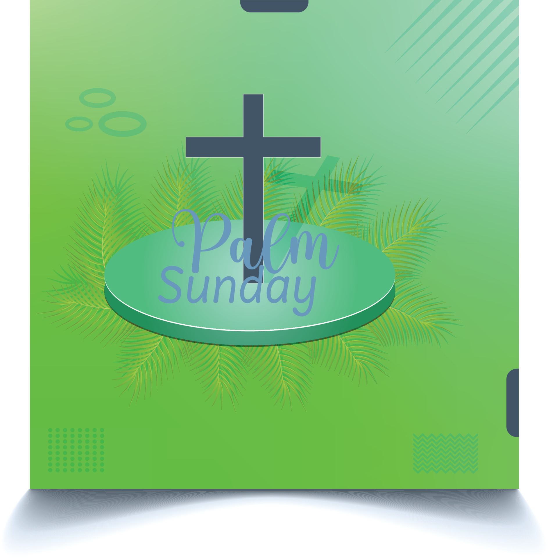 Palm Sunday greeting banner template for Christian holiday, with palm