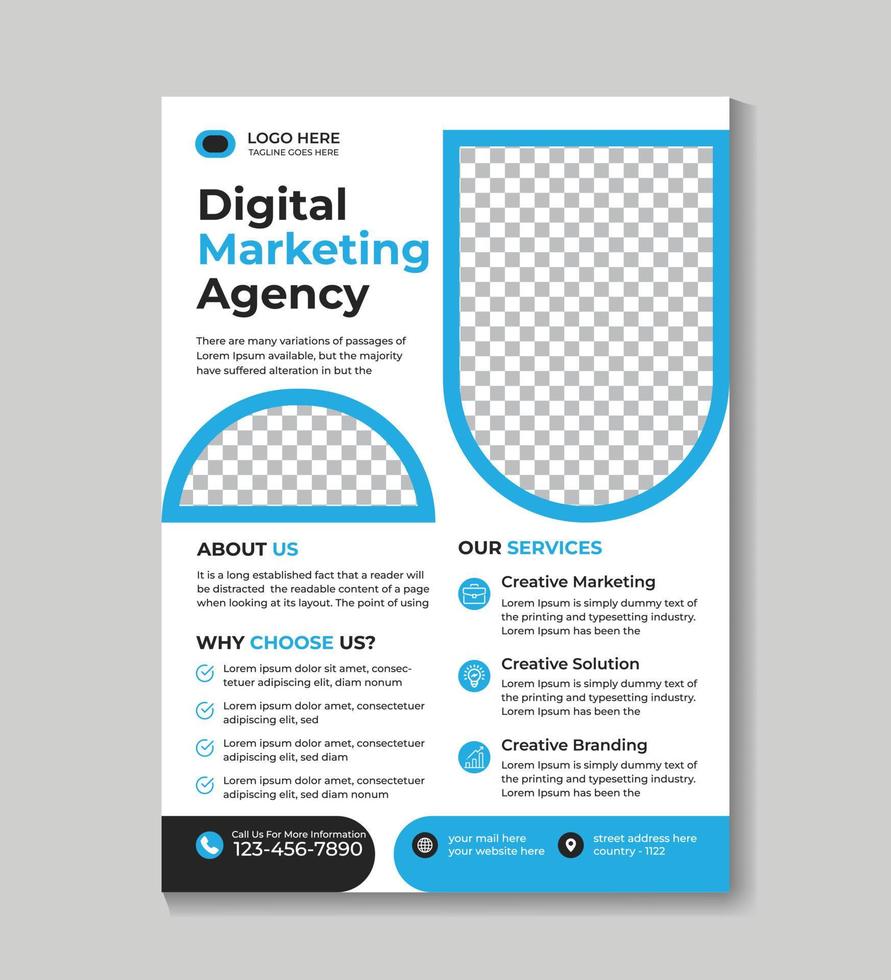 Digital marketing flyer design template Free Vector