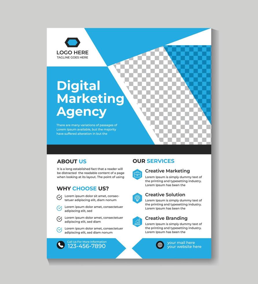 Professional modern digital marketing flyer design template Free Vector