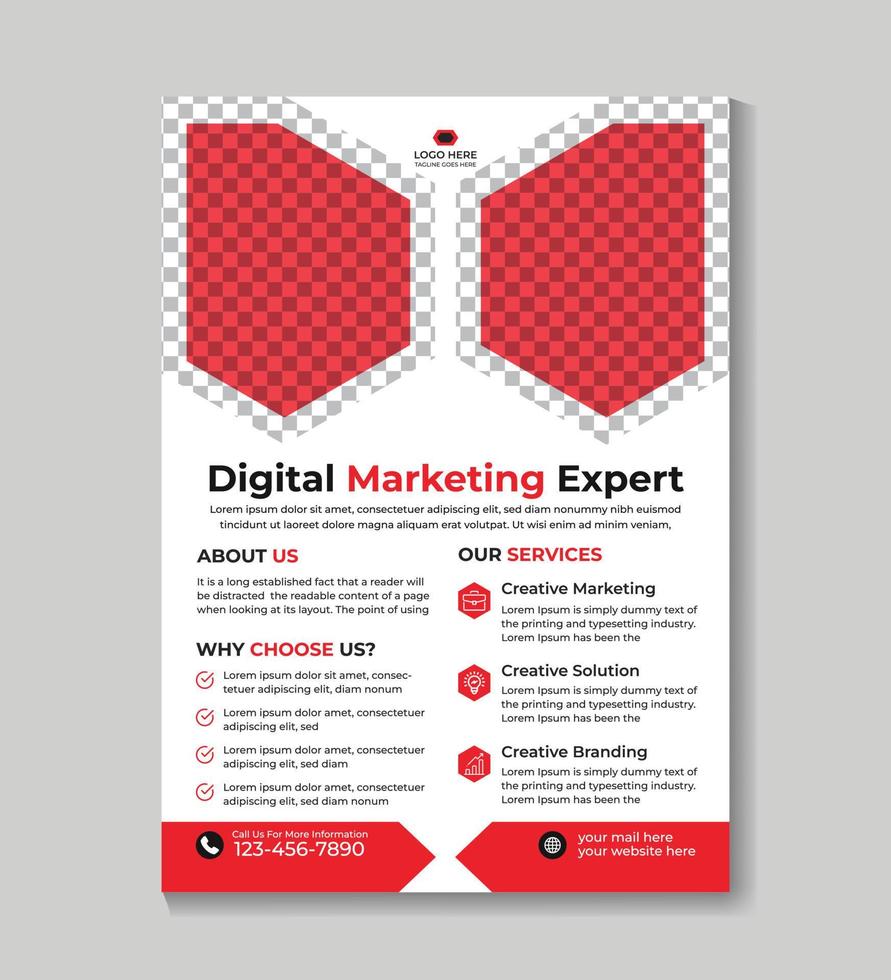 Creative modern digital marketing flyer design template Free Vector