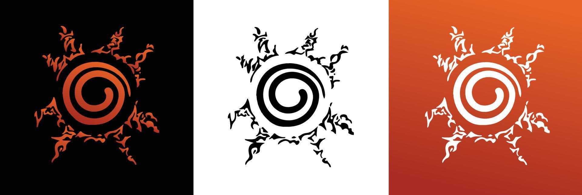 Spiral curse mark silhouette in three frames vector