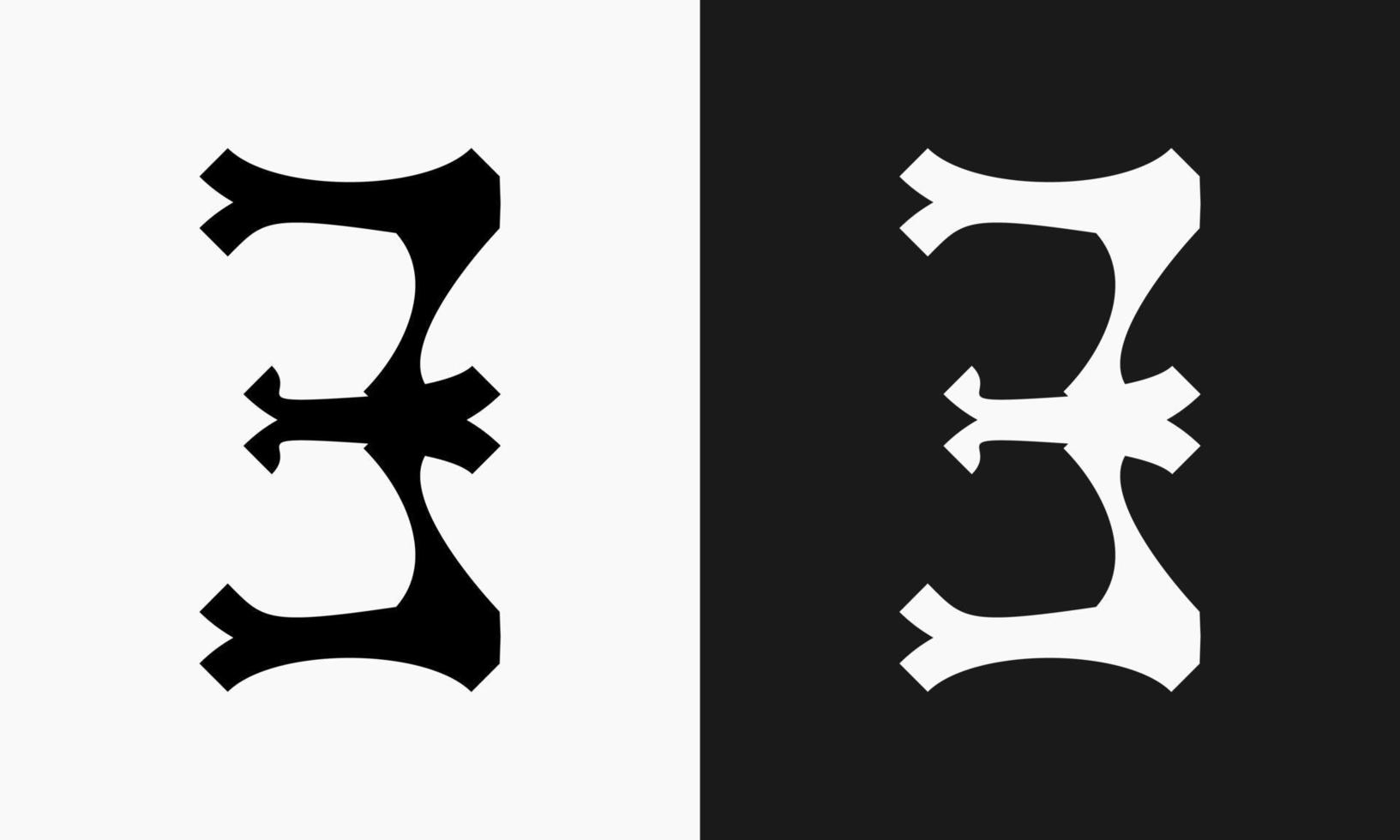 un diseño en el forma de un número Tres ese tiene un clásico impresión y un gótico sentir. adecuado para utilizar como un logo o marcador vector