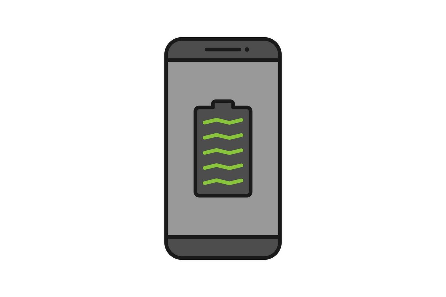 teléfono inteligente batería notificación vector icono firmar símbolo, teléfono inteligente y batería lleno