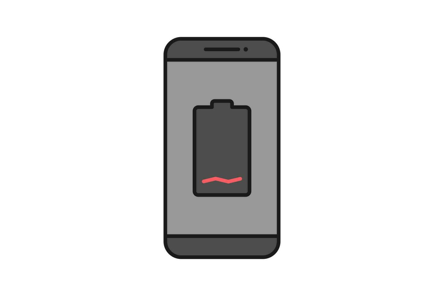 teléfono inteligente batería notificación vector icono firmar símbolo, teléfono inteligente y batería bajo