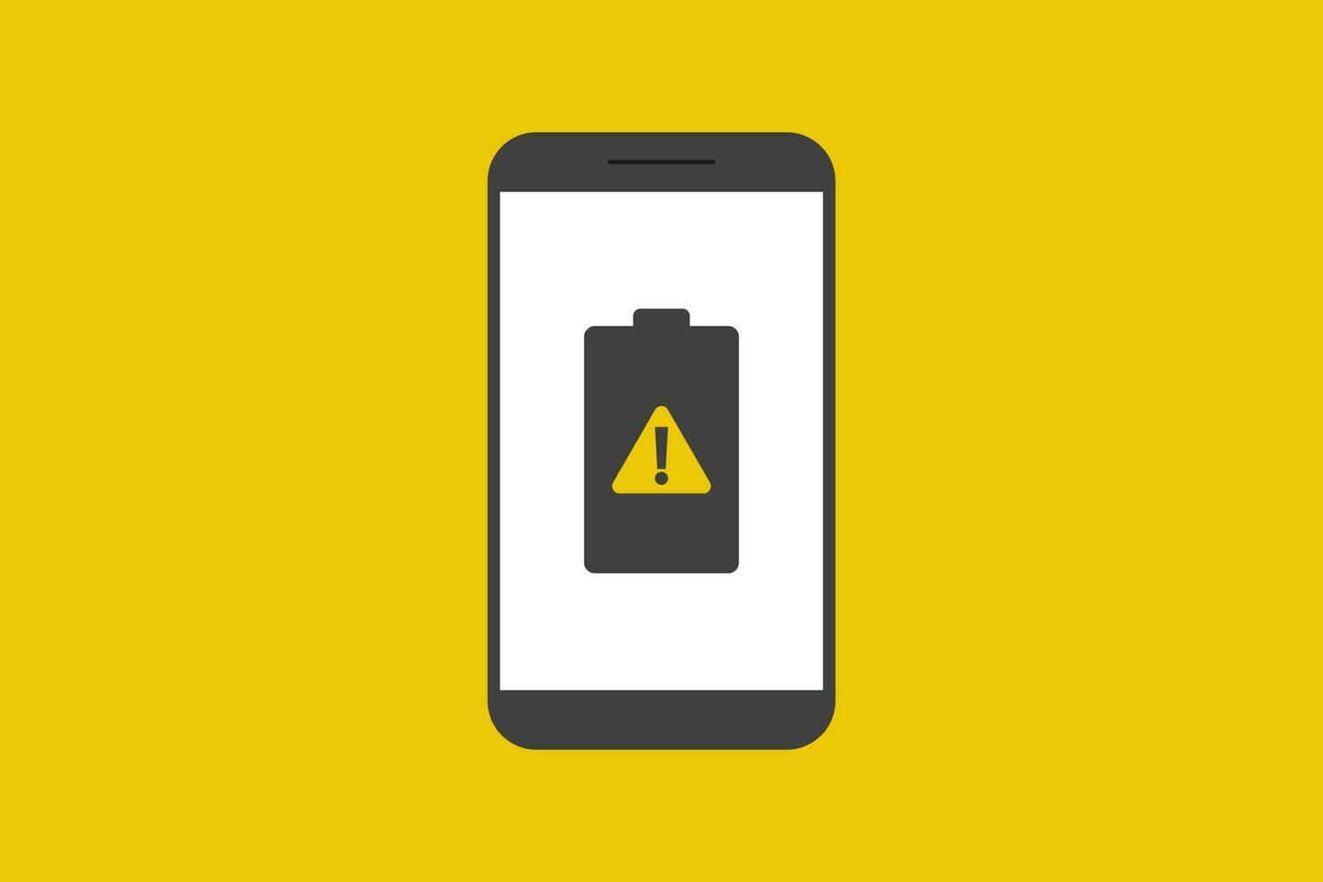 Smartphone battery notification vector icon sign symbol, smartphone and battery damaged