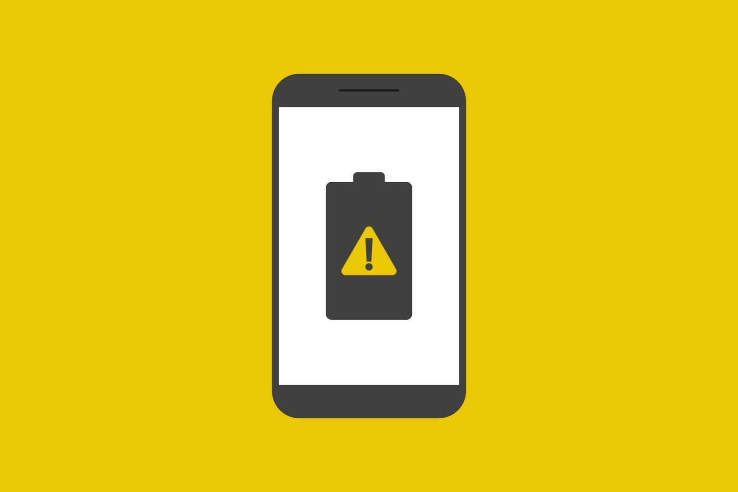 Smartphone battery notification vector icon sign symbol, smartphone and battery damaged