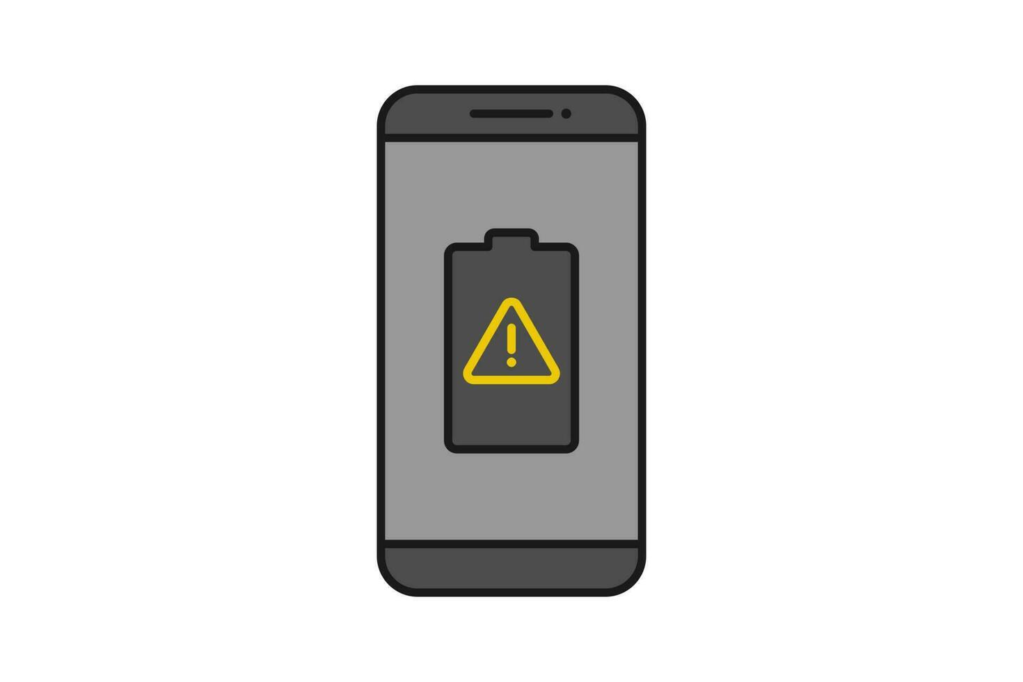 Smartphone battery notification vector icon sign symbol, smartphone and battery damaged