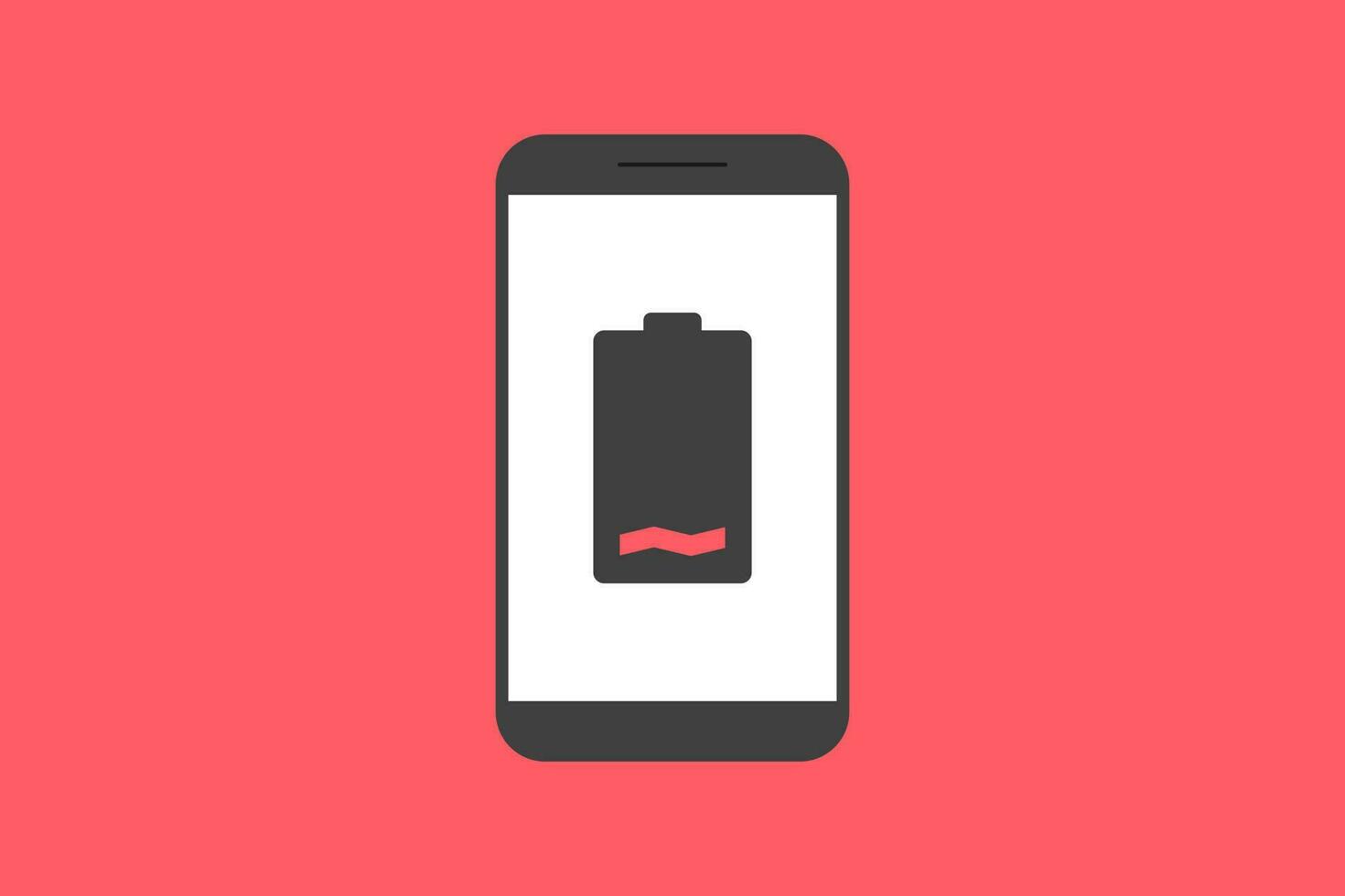 Smartphone battery notification vector icon sign symbol, smartphone and battery low