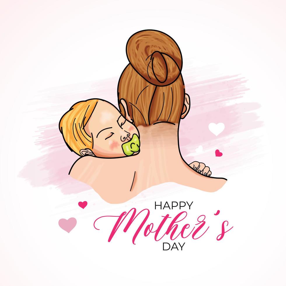 contento madres día mamá y niño amor tarjeta diseño vector