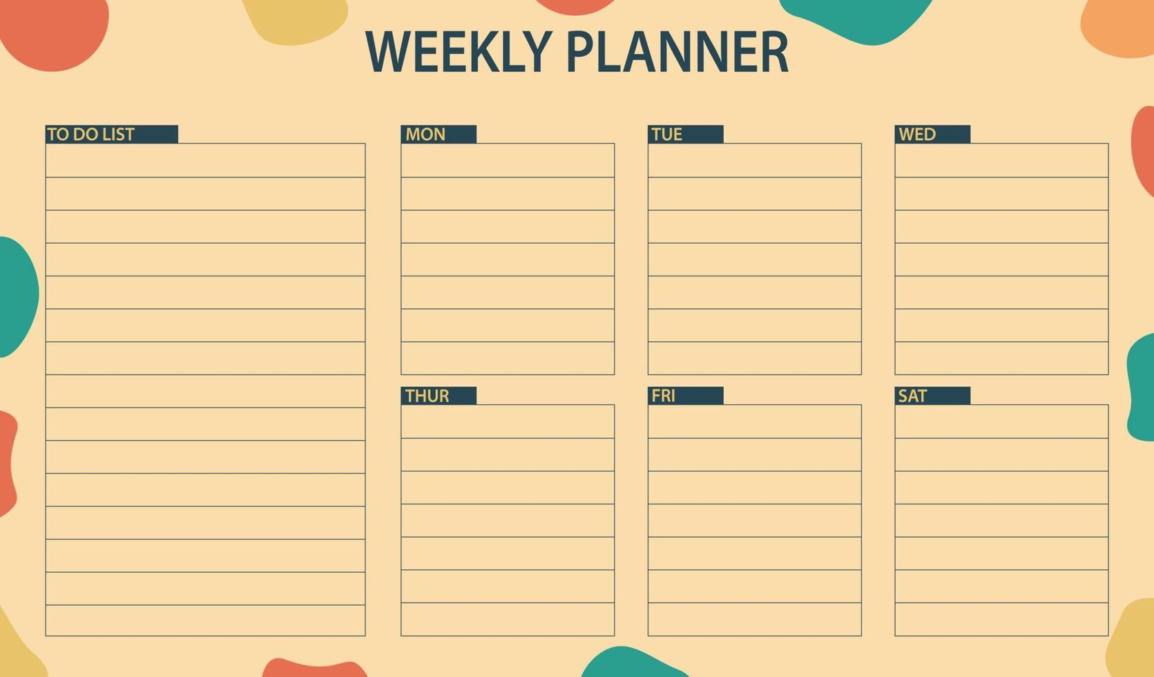 Weekly printable planner vector