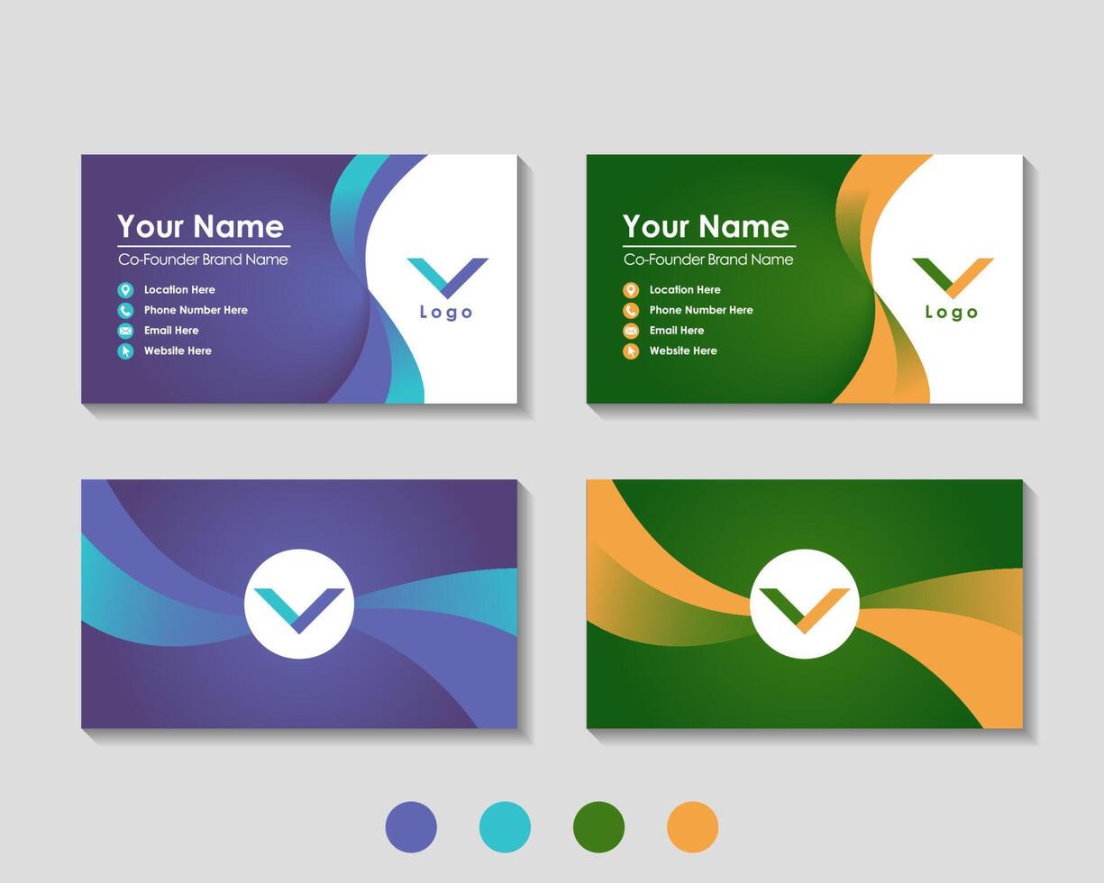 Blue and Green Gradient Business Card vector