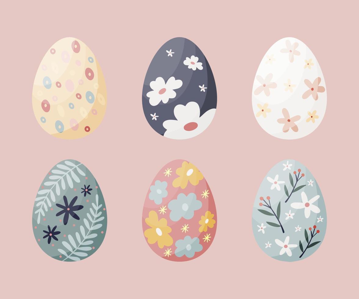 conjunto de vistoso Pascua de Resurrección huevos en rosado backgroung vector