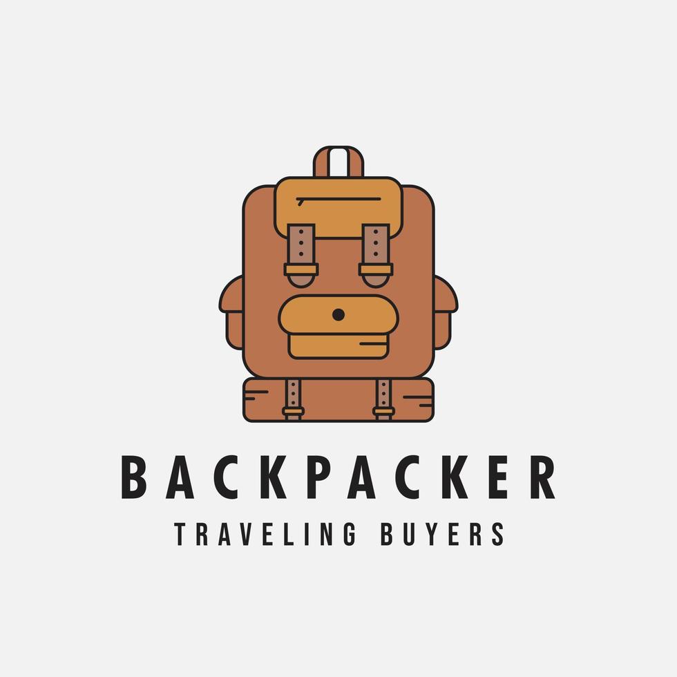 backpack vintage color logo vector template illustration design, bag ...