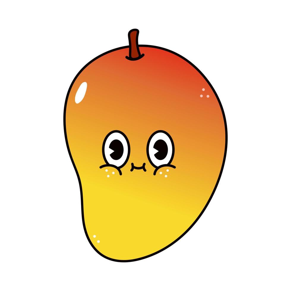 Cute funny Mango character. Vector hand drawn traditional cartoon vintage, retro, kawaii character illustration icon. Isolated on white background. Mango character concept