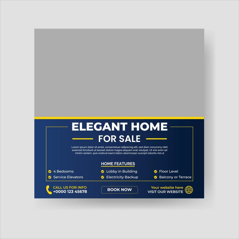 Real Estate Social Media Post Template, Editable Post Template Social Media Banners. Real estate business social media post and square banner template design vector