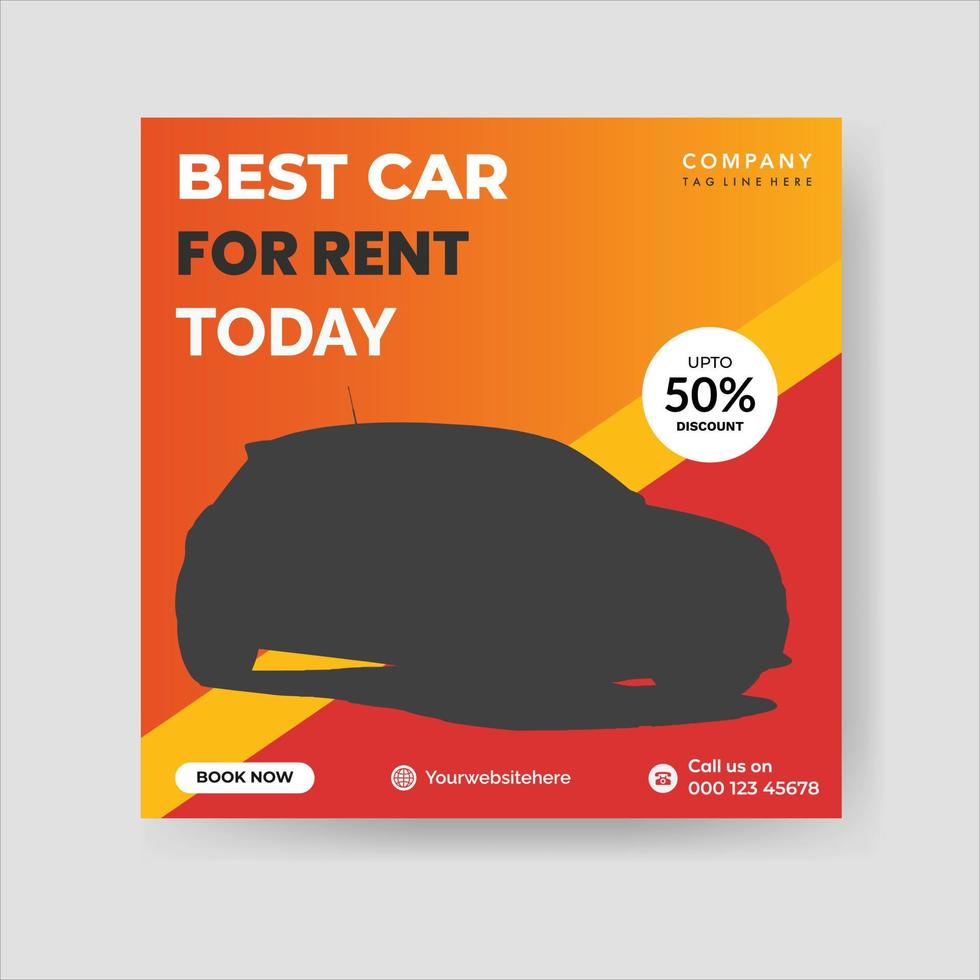 Car rental promotion social media post banner template, or web banner template vector