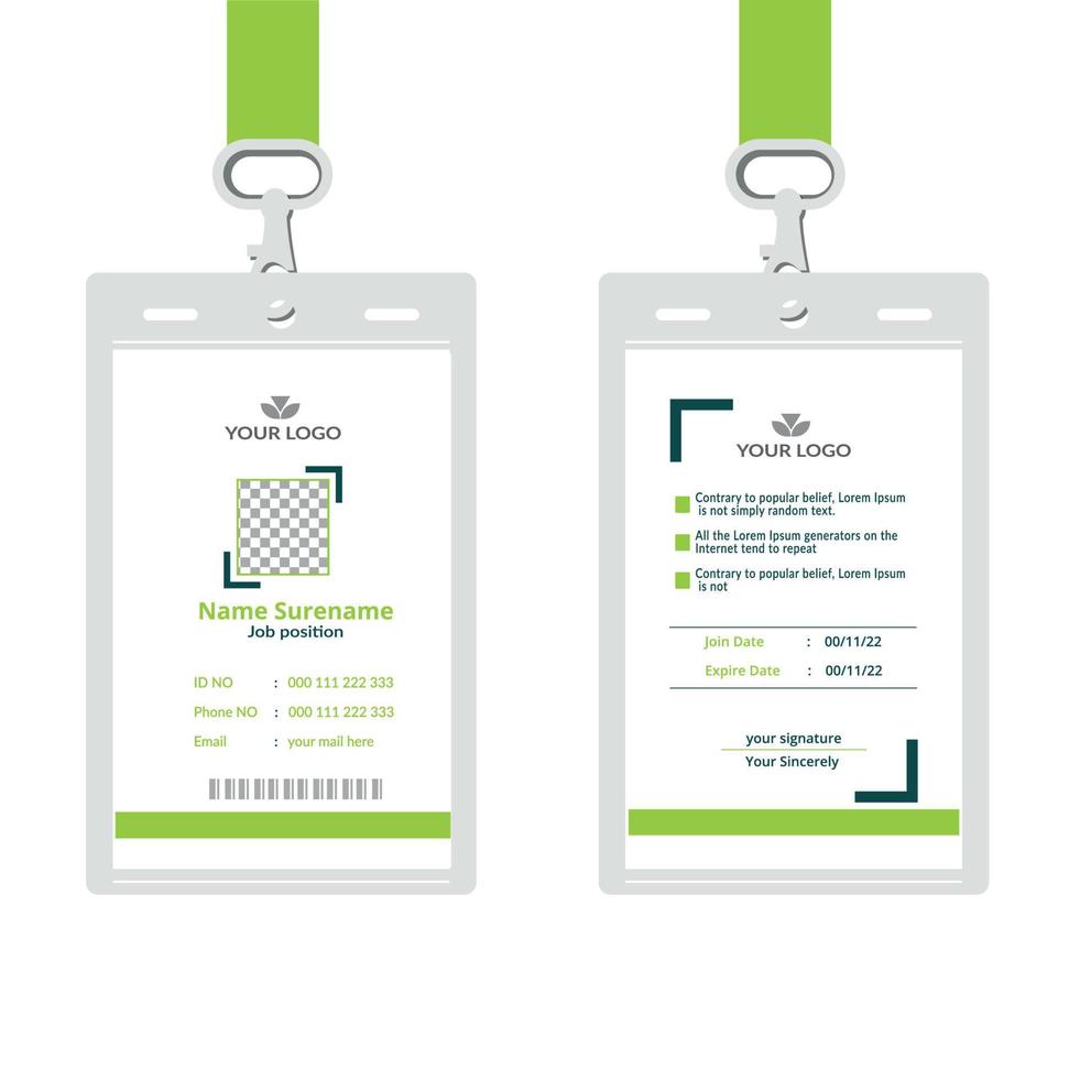 Simple and Clean ID Card Design Template. Professional corporate id card template, id card design with realistic mockup Free Vector. vector
