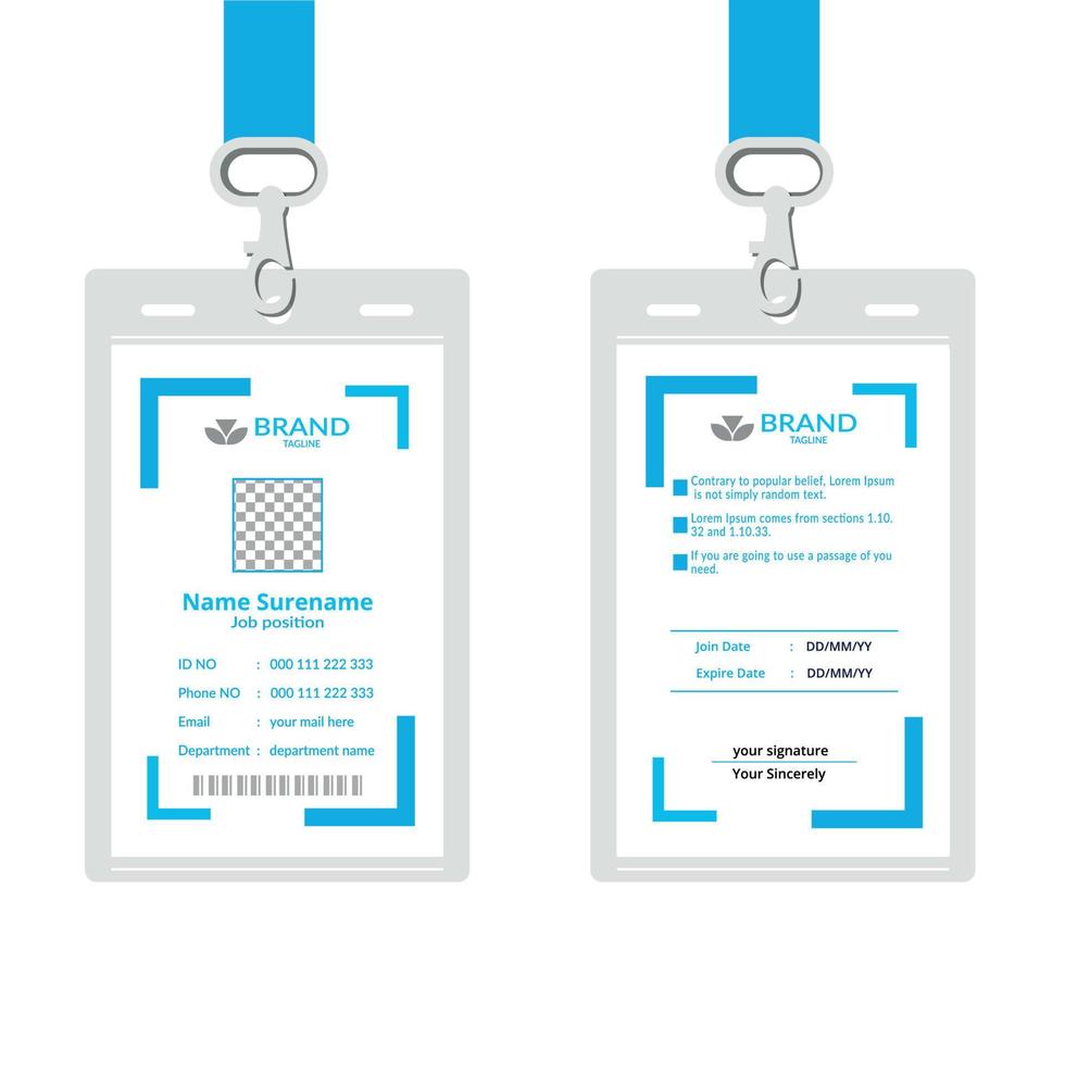 Simple and Clean ID Card Design Template. Professional corporate id card template, id card design with realistic mockup Free Vector. vector