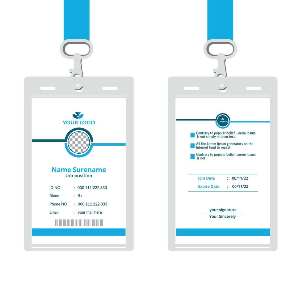 Simple and Clean ID Card Design Template. Professional corporate id card template, id card design with realistic mockup Free Vector. vector