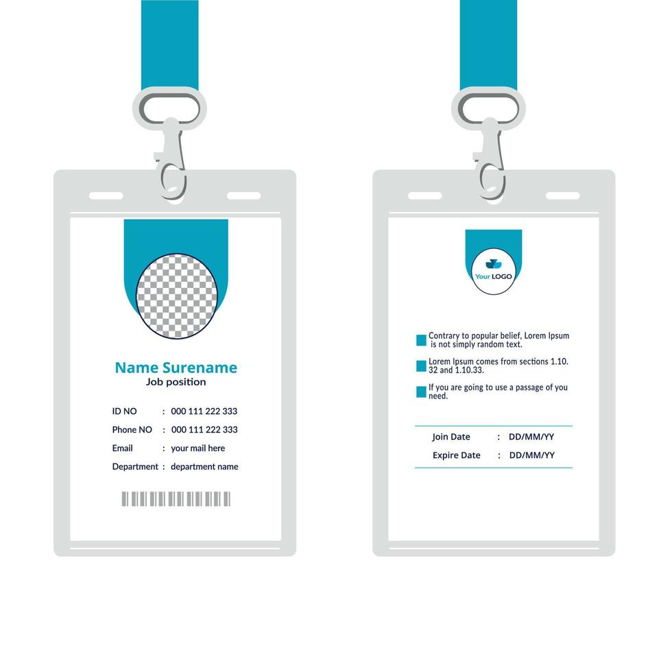 Simple and Clean ID Card Design Template. Professional corporate id card template, id card design with realistic mockup Free Vector. vector