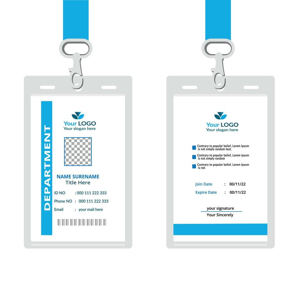 Simple and Clean ID Card Design Template. Professional corporate id card template, id card design with realistic mockup Free Vector. vector