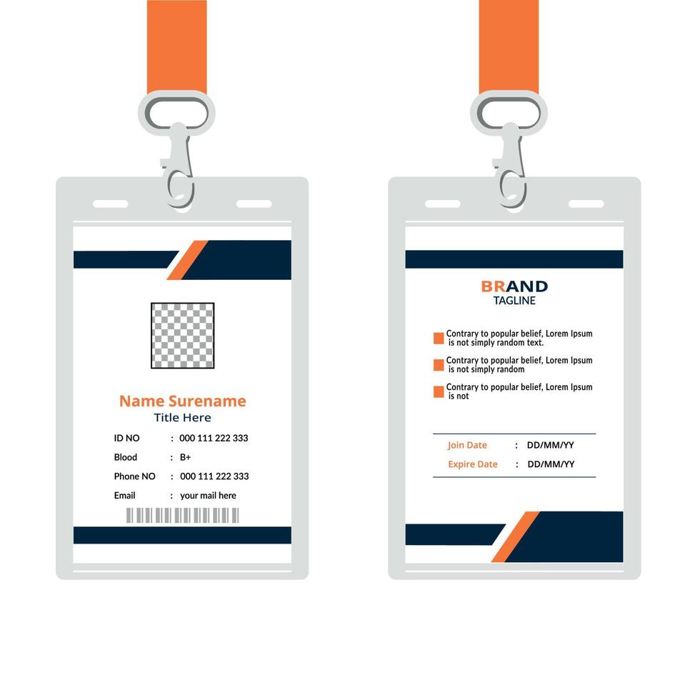 Simple and Clean ID Card Design Template. Professional corporate id card template, id card design with realistic mockup Free Vector. vector