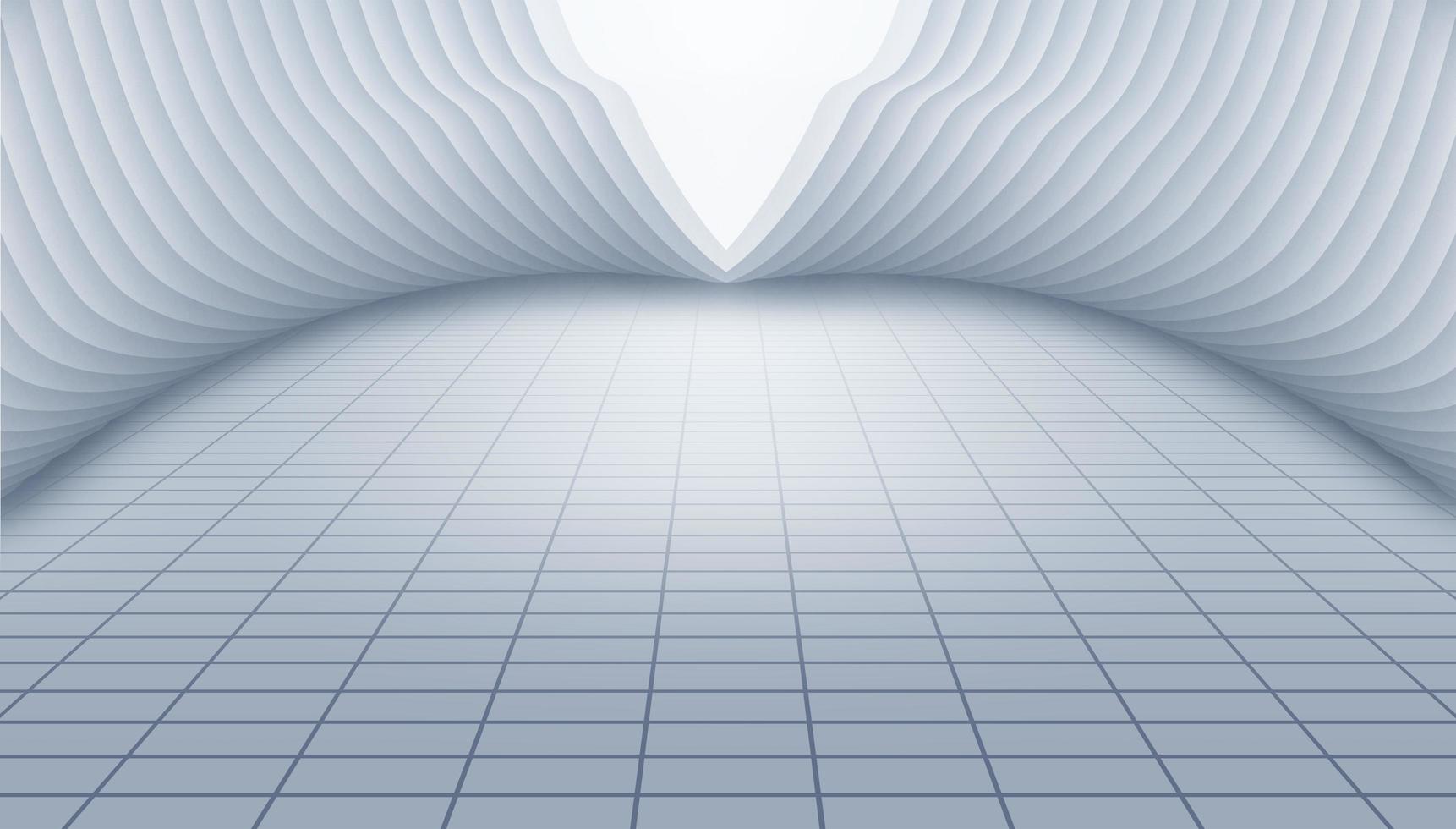 Grey and white curved abstract building with longitudinal ground background 3D rendering photo