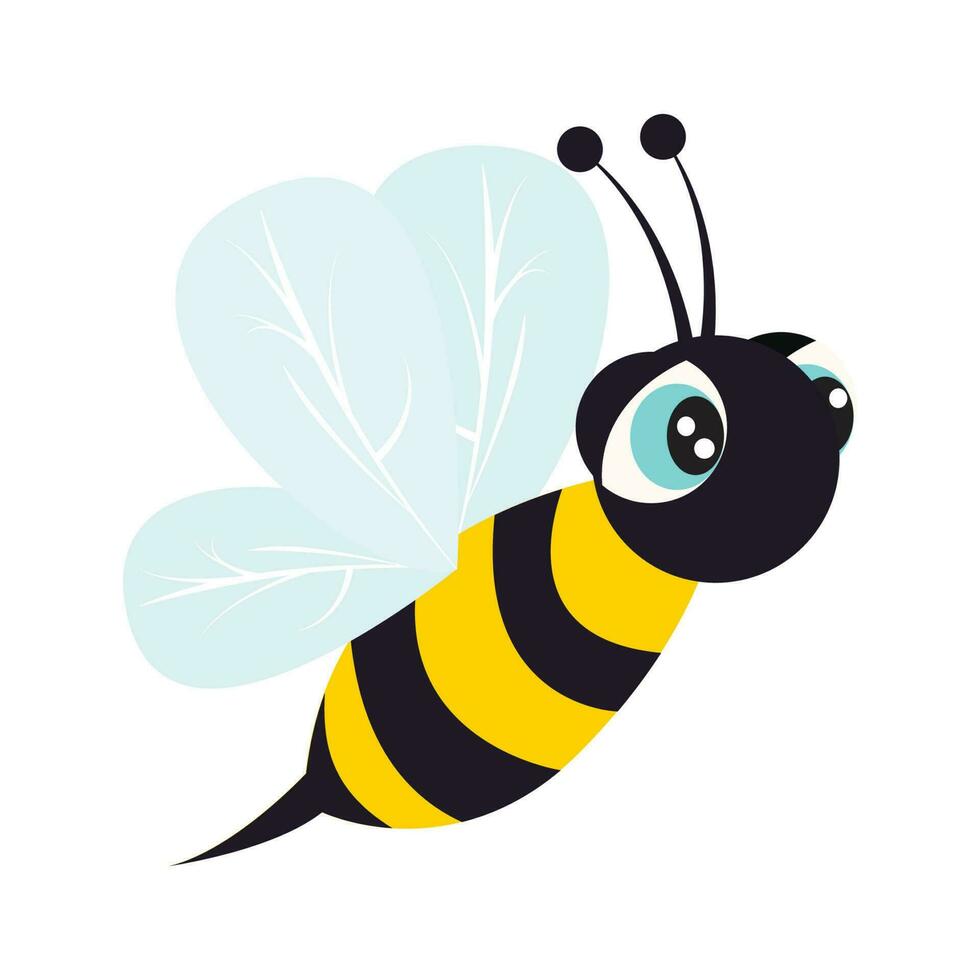 Vector illustration graphic of a flying cartoon bumble honey bee isolated graphic
