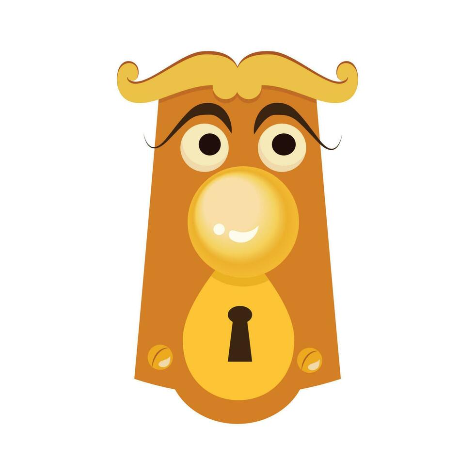 Cartoon character of whimsical door knob isolated vector graphic